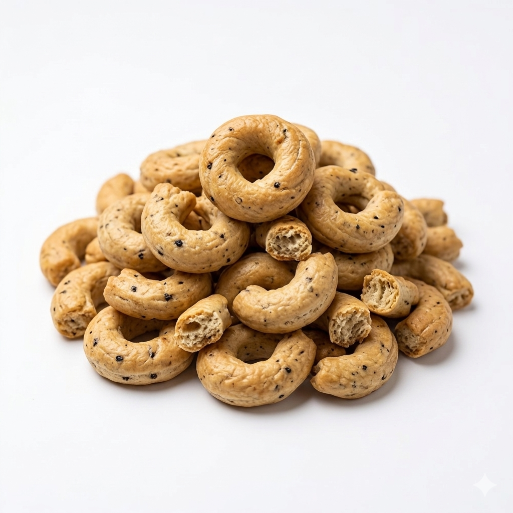 Taralli cipolle acciughe e olive nere